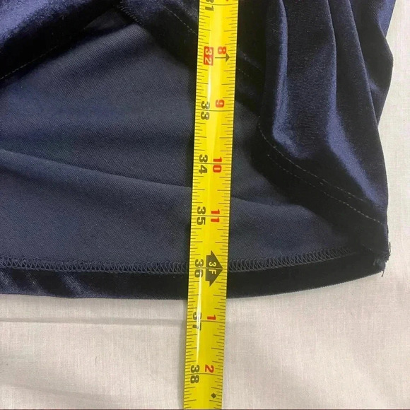 GUBBERRY Womens Velvet Wrap Dress Navy Blues Long Sleeve VNeck Bodycon Ruched M - Picture 11 of 13